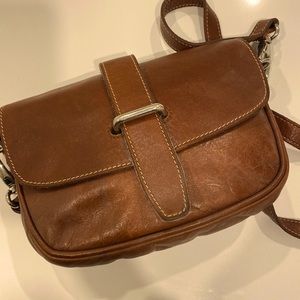 Roots leather cross-body purse